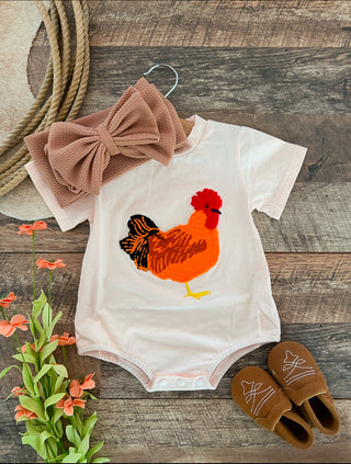 Cluck Cluck Button Short Sleeve Onesie