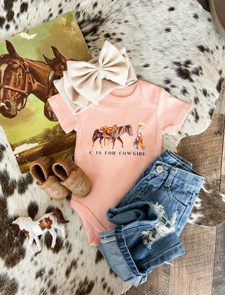 C is for Cowgirl Onesie/Tee(little kid)(Pink)