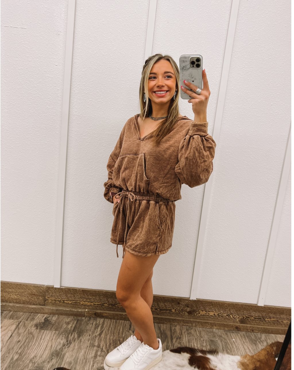 That Night Hooded Romper(Camel)