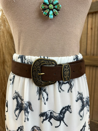 Suede Western Antique Belt (brown)