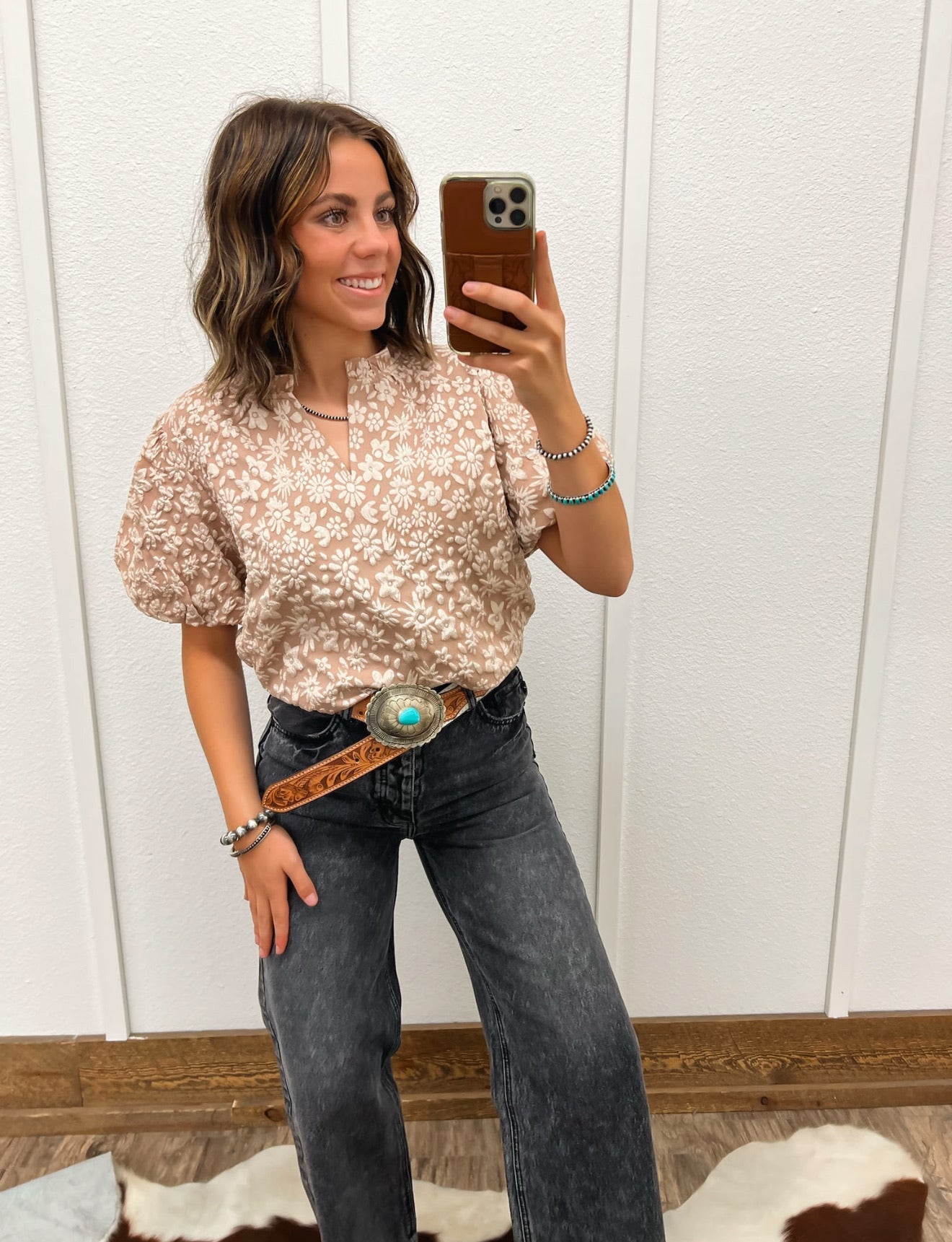 Farmers Daughter Top (Mocha) Tops -Blouses