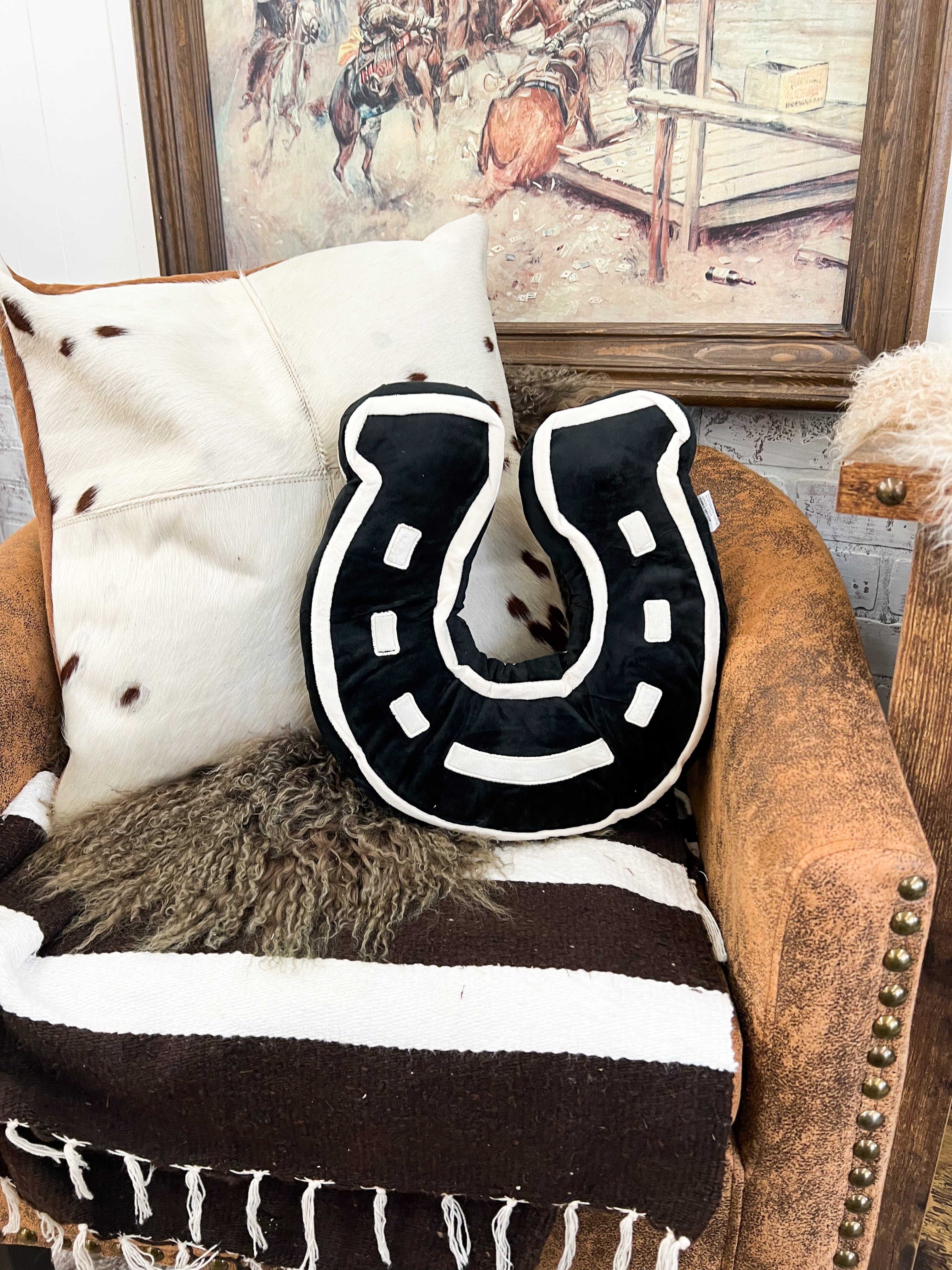 Lucky Darlin Horseshoe Pillow (Midnight)