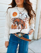 Halloween Ghost Cowboy Sweatshirt(Heather Cream)