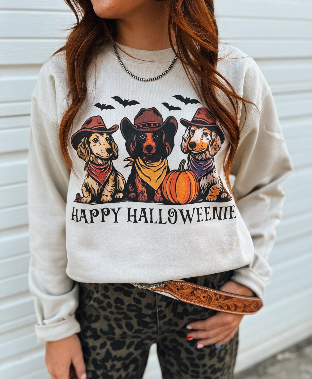 Happy Halloweenie Sweatshirt (Sand)