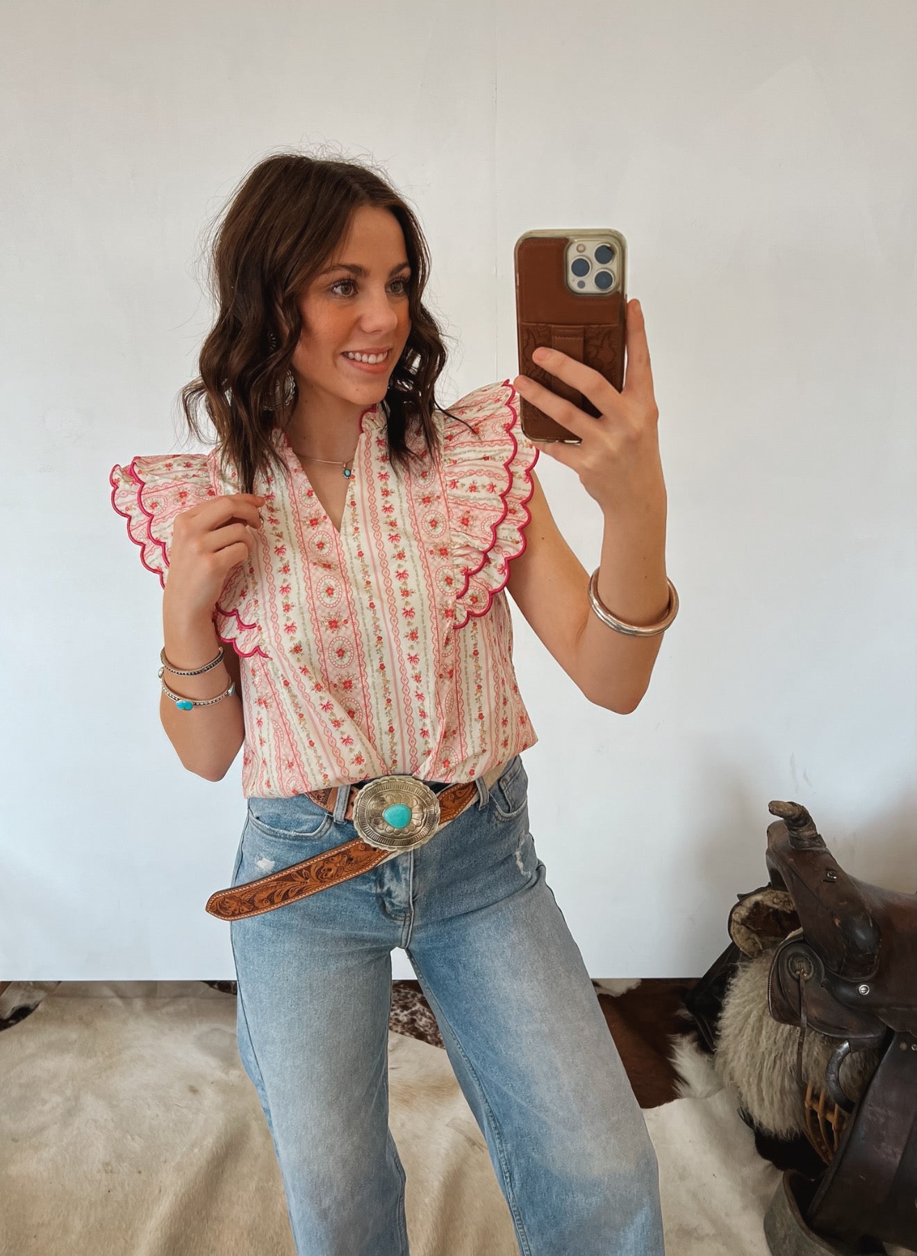 This Kiss Ruffle Floral Top Tops -Blouses