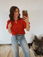 Farmers Daughter Top (Red) Tops -Blouses