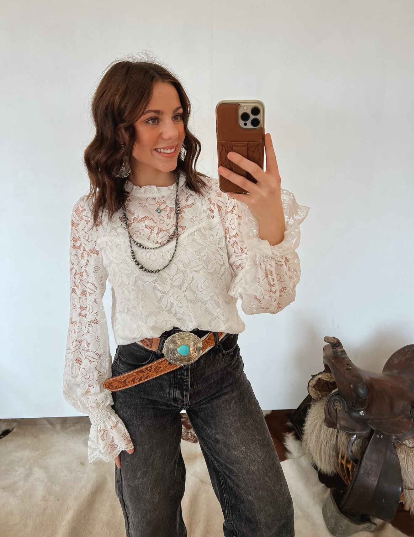 Hart Of Dixie Lace Blouse (White) Tops -Blouses