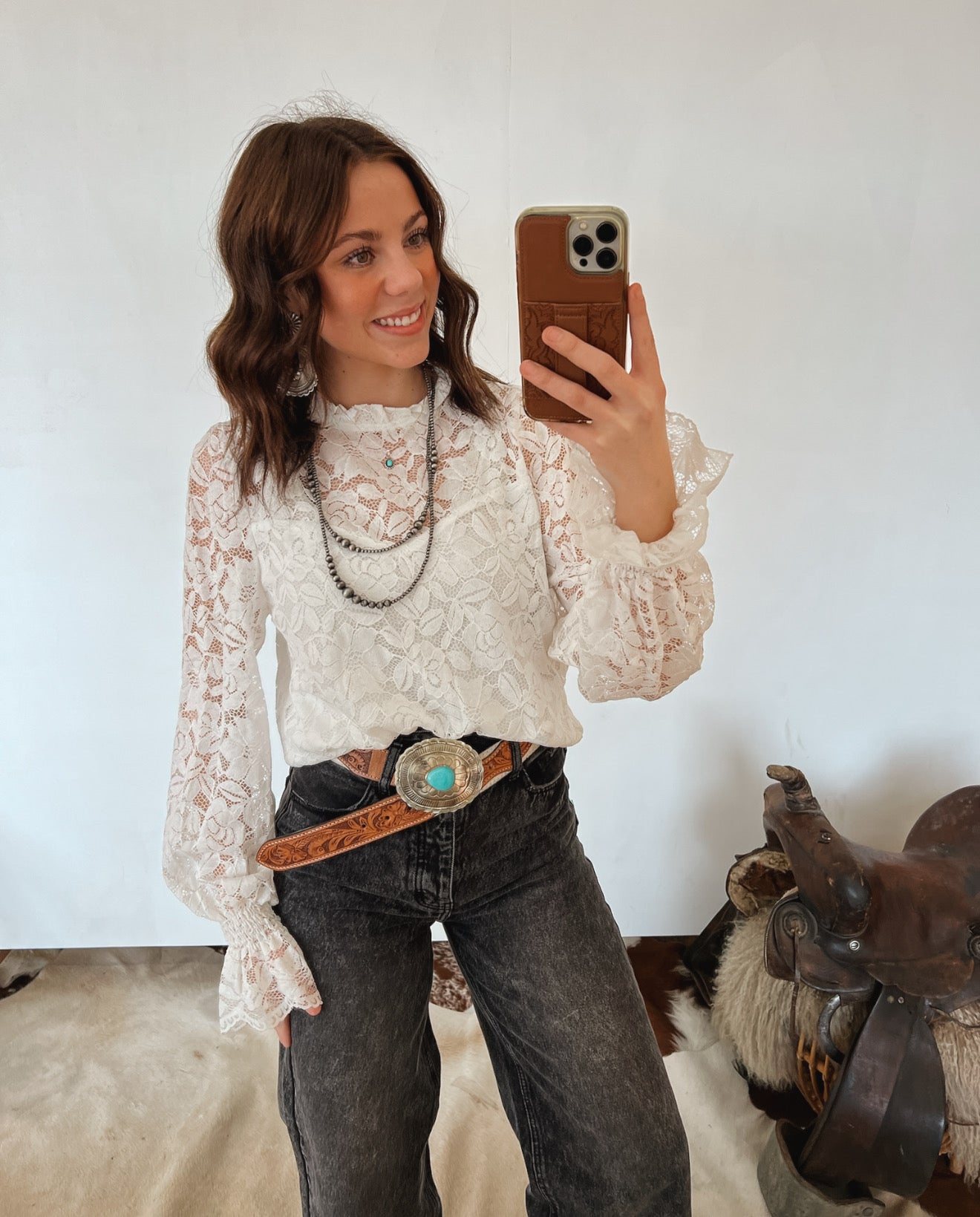 Hart Of Dixie Lace Blouse (White) Tops -Blouses