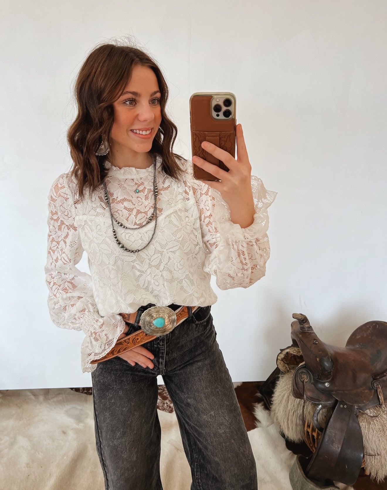 Hart Of Dixie Lace Blouse (White) Tops -Blouses