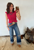 Lovely Gingham Smocked Cropped Tank Top