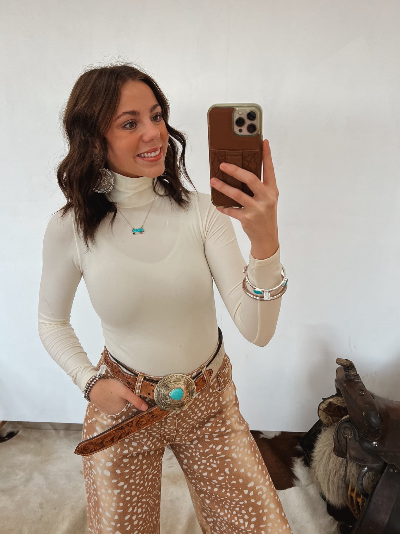 Seamless Turtle Neck Bodysuit (Cream) Tops - Sweaters