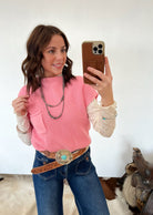 Lasso Knit Sweater Vest (Pink) Tops - Sweaters