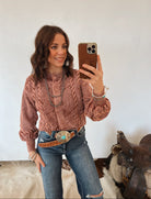 Western Washed Knit Cardigan Tops - Sweaters