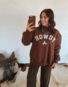 Howdy Bronc Oversized Mock Neck (Brown)