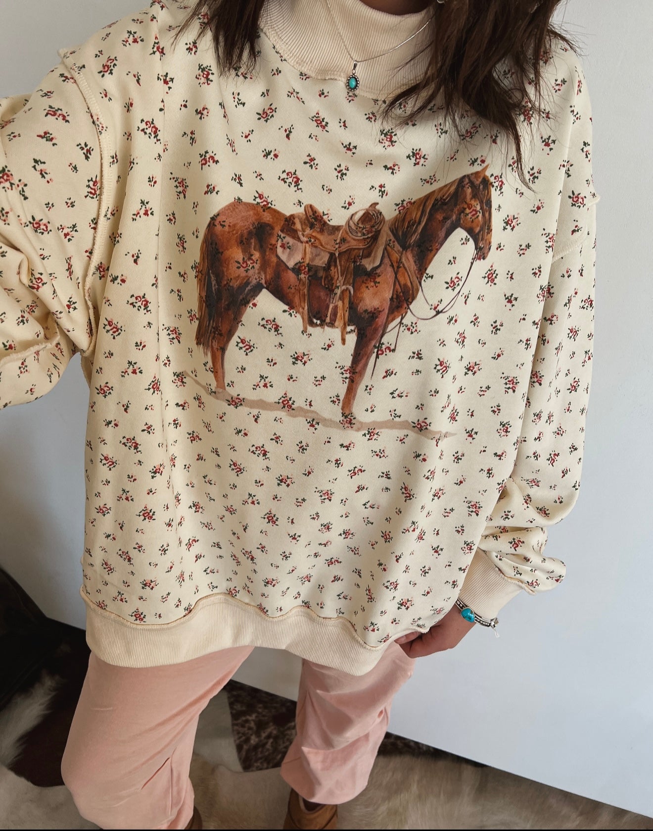 The Good Horse Floral Mock Neck Set