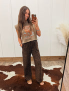 Leopard Wide Leg Track Pants