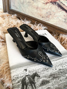 Western Lady Pointed Toe Mule Heels (Black)