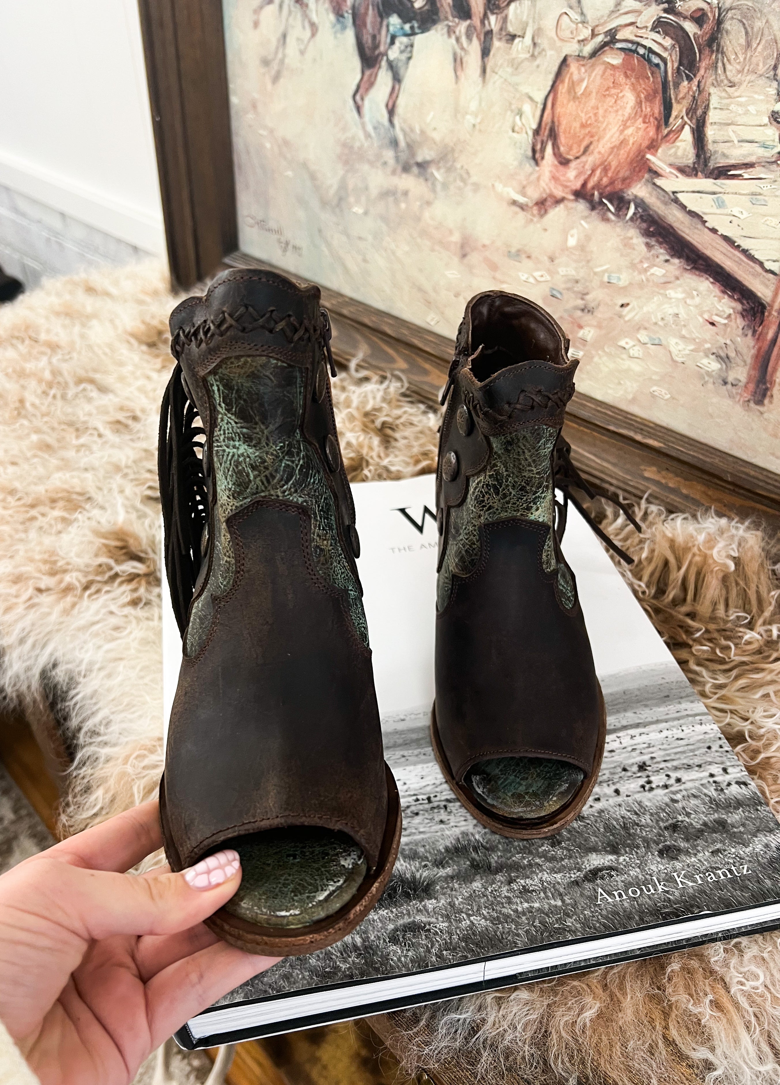 Western Josie Open Toe Bootie