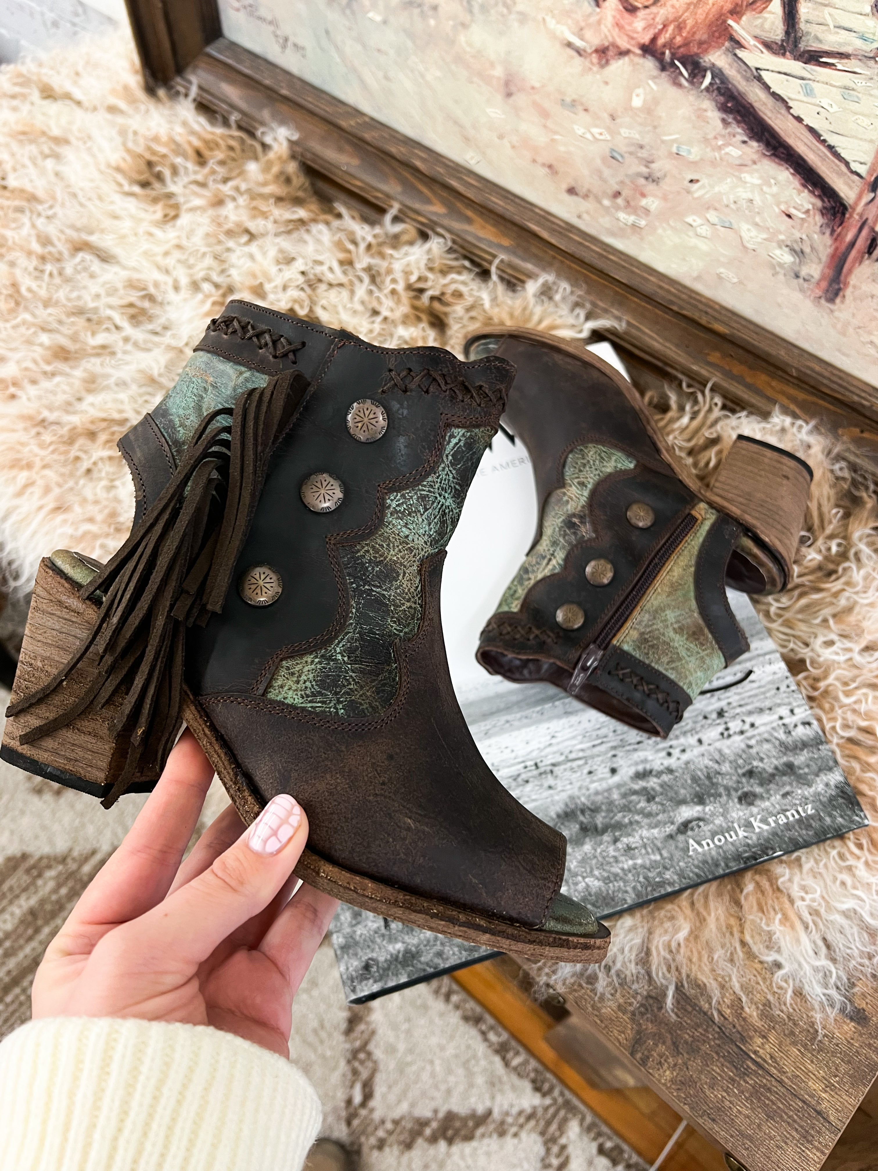 Western Josie Open Toe Bootie