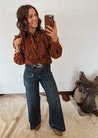 We Owned The Ruffle Lace Blouse (Brown)