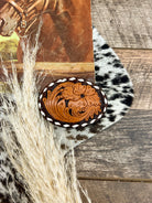 Tooled Leather Belt Buckle