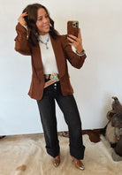 Horse of the West Puff Sleeve Blazer (Cognac)