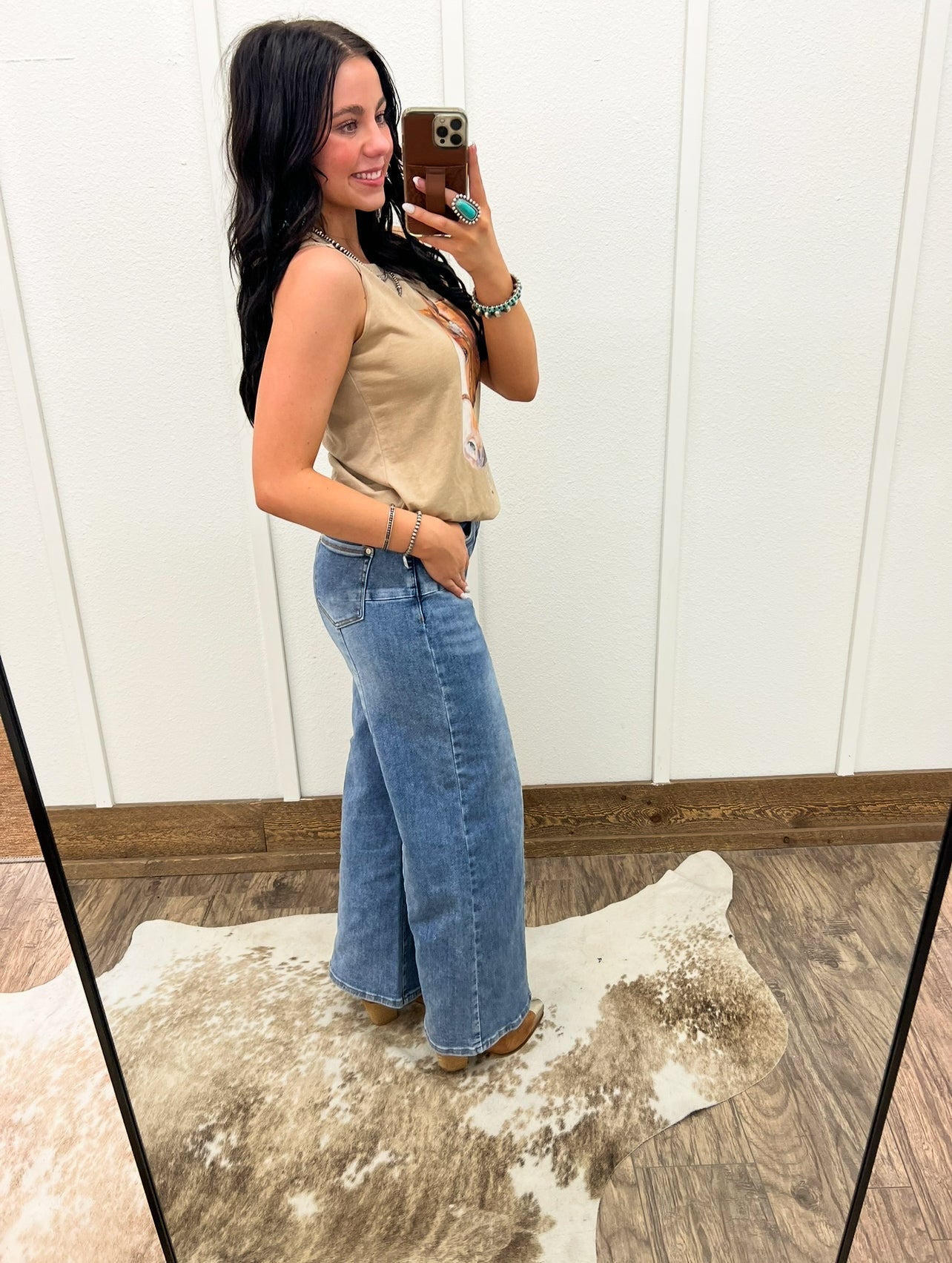 Denim Darlin Mid Rise Wide Leg(8125)