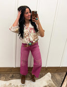 Pink Ways Wide Leg Denim
