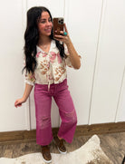 Pink Ways Wide Leg Denim