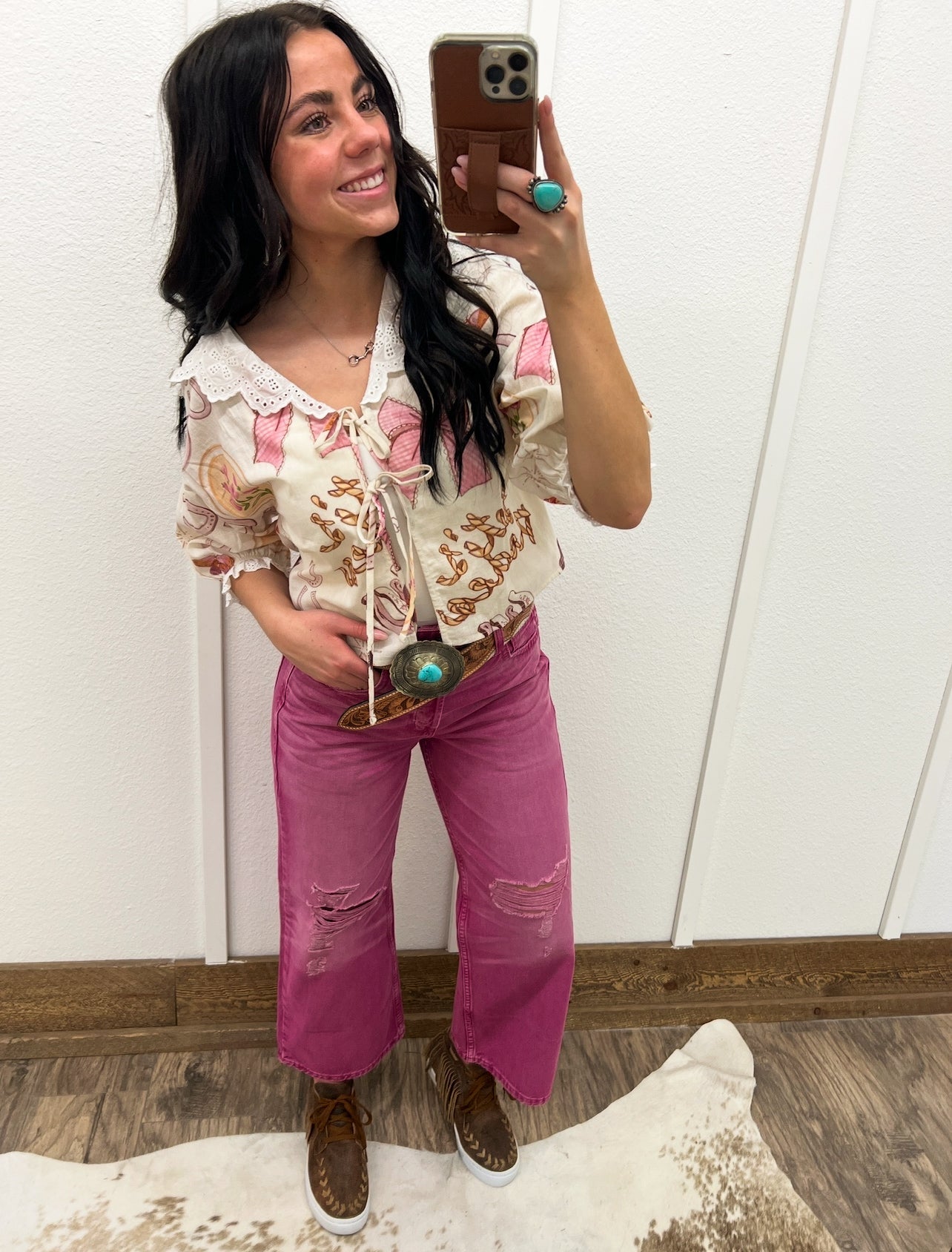 Pink Ways Wide Leg Denim