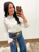 Rustic Ruffle Embroidered Blouse