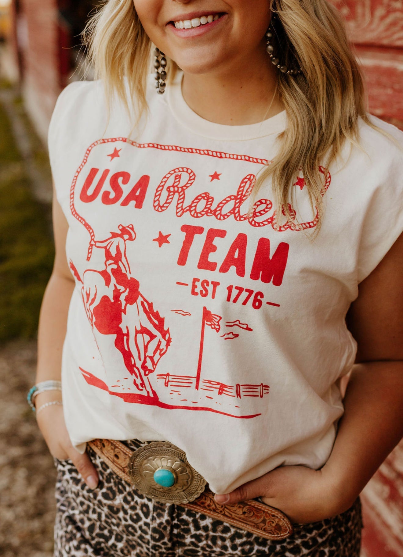 USA Rodeo Team Muscle Tank (Red)
