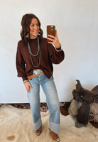 Knit Balloon Sweater (Brown)