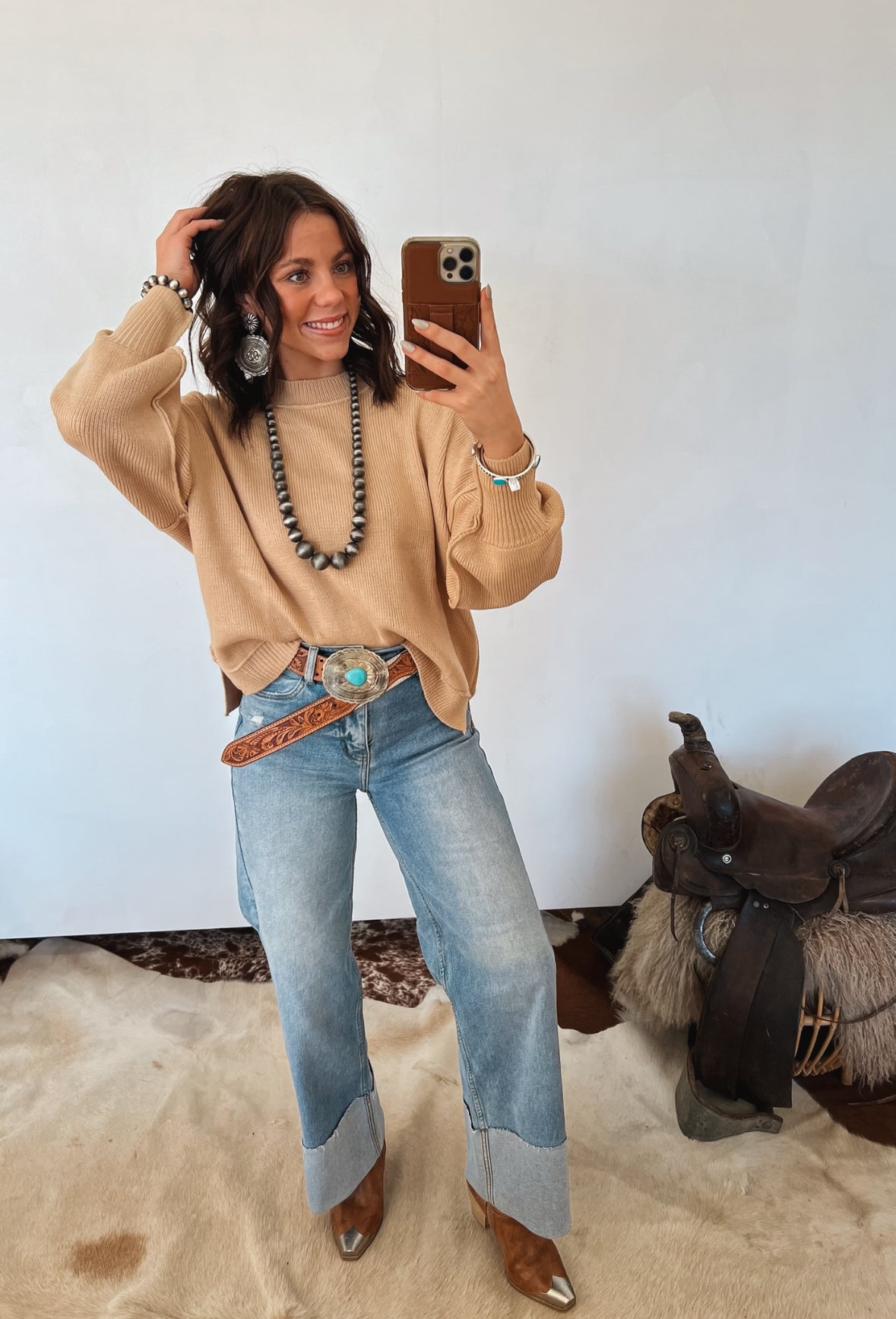 Knit Balloon Sweater (Taupe)