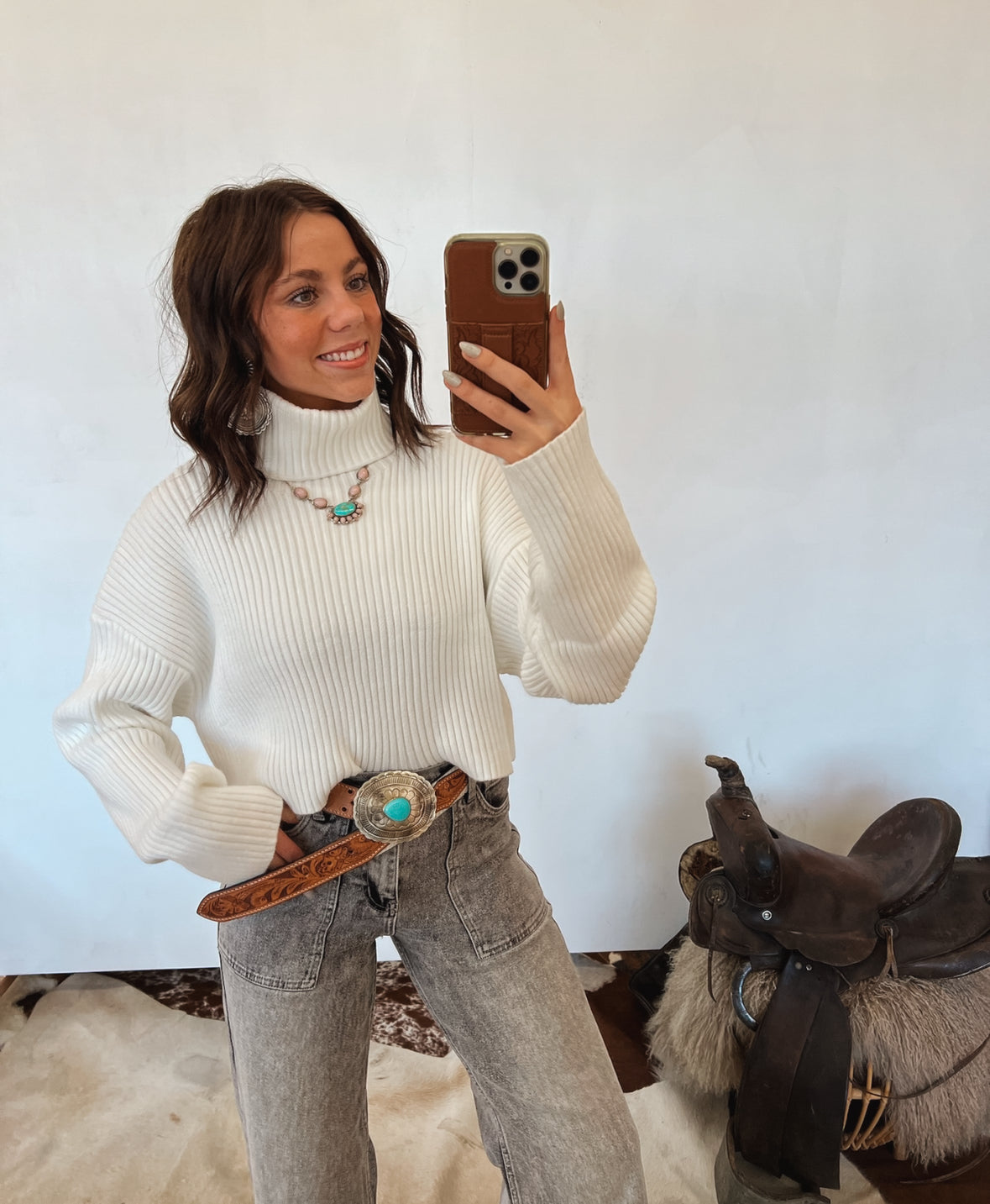 Winter Days Ribbed Turtleneck Sweater (Snow) Tops - Sweaters