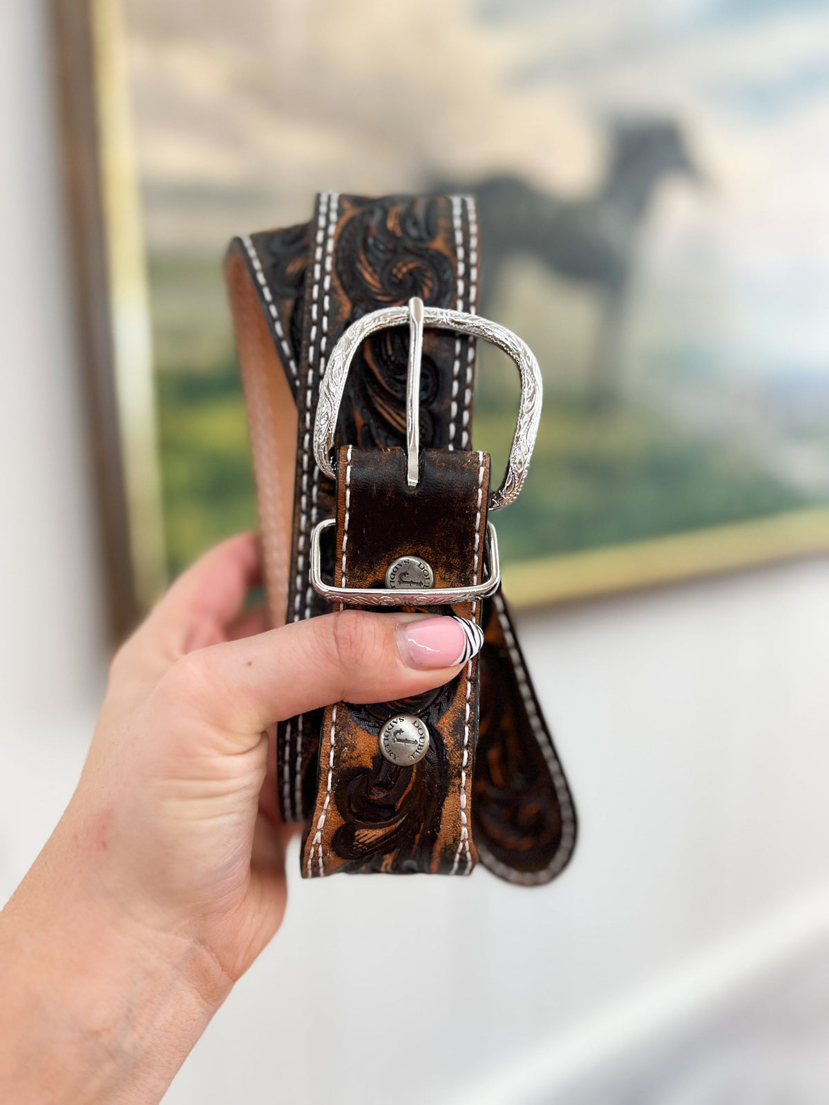 Brown Vintage Tooled Belt – theFRINGEDpineapple display picture 1
