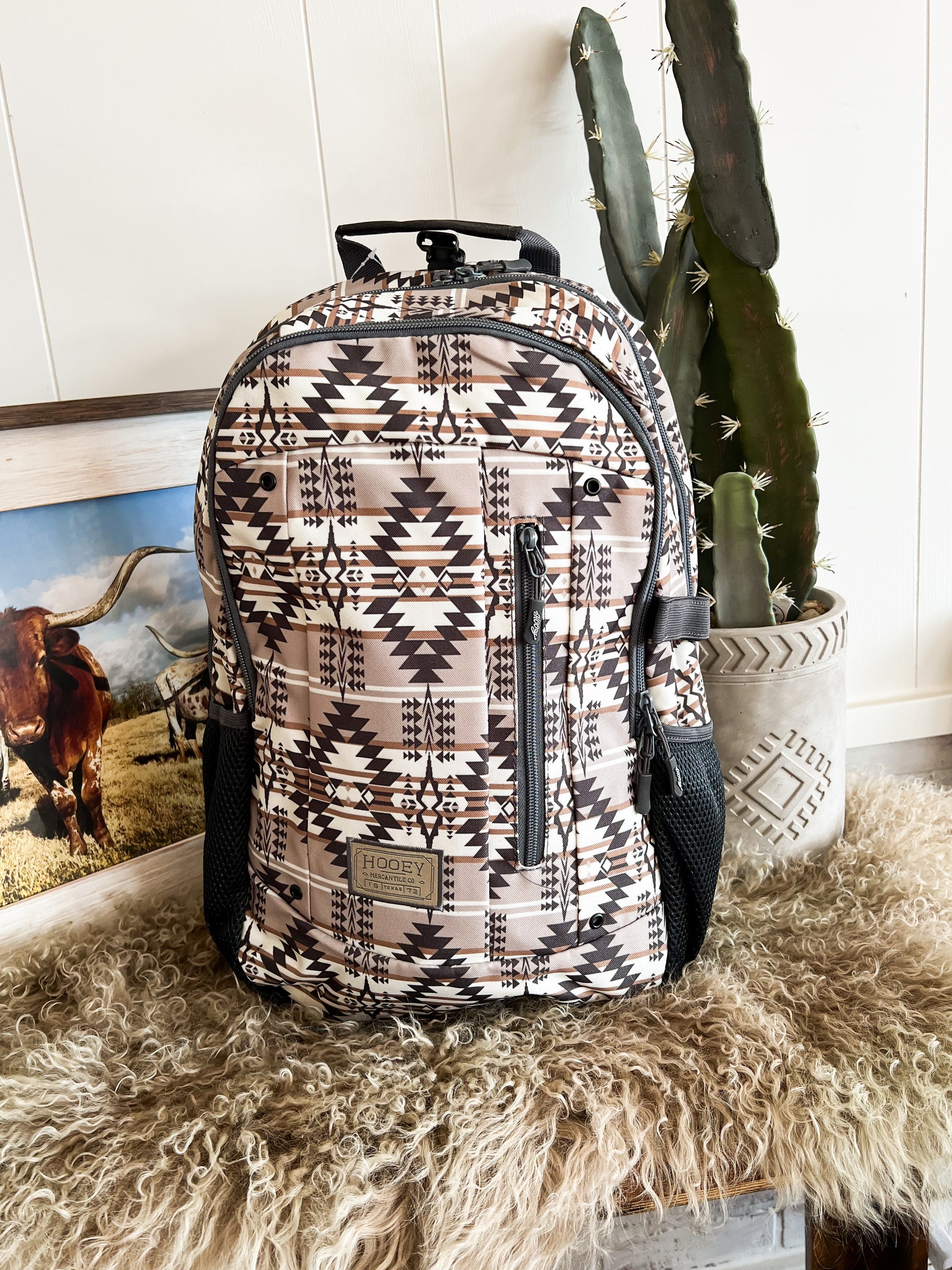 Rockstar Aztec Hooey Backpack (Charcoal/Tan) – theFRINGEDpineapple