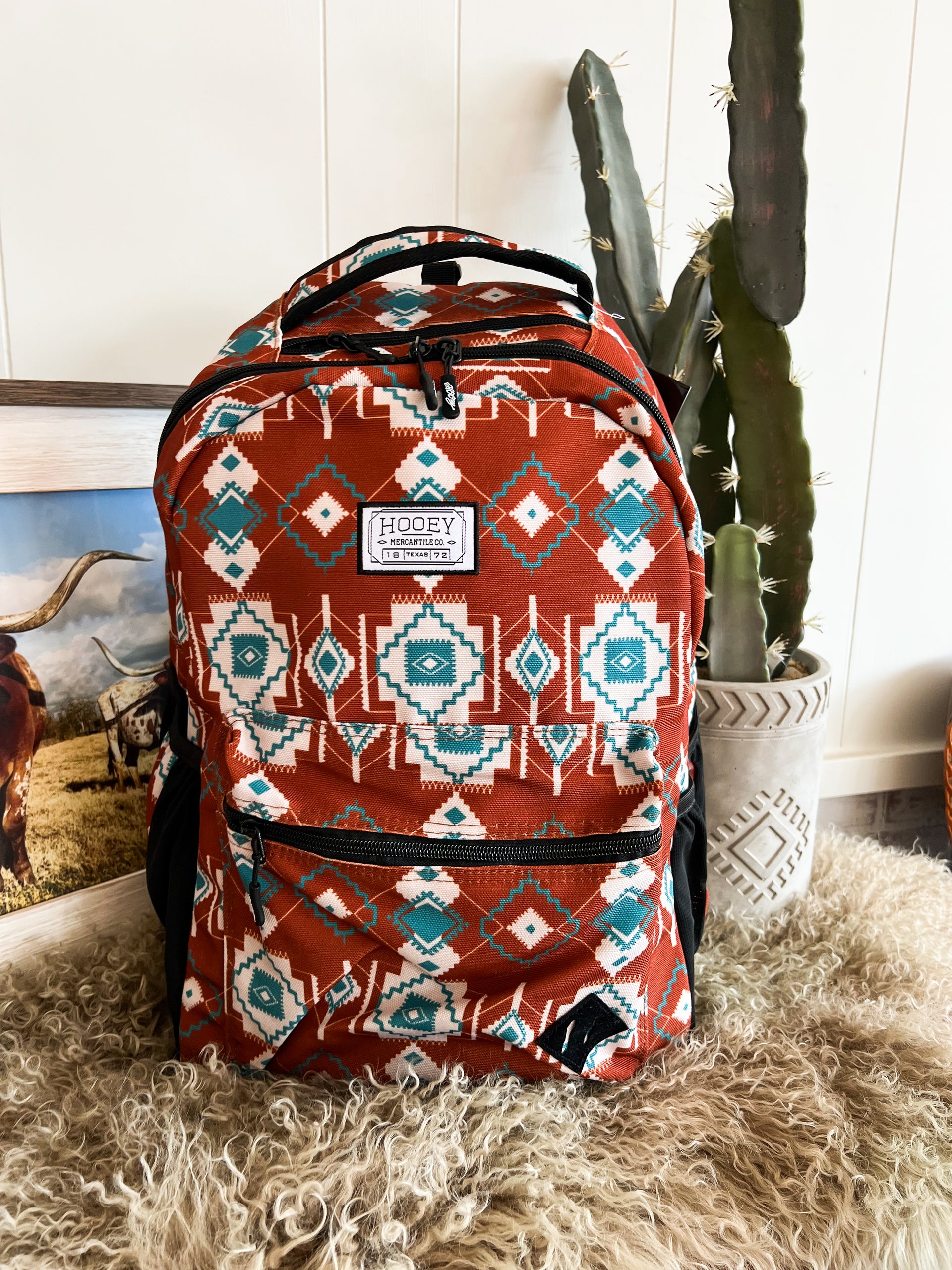Recess Aztec Hooey Backpack (Rust/Teal) – theFRINGEDpineapple