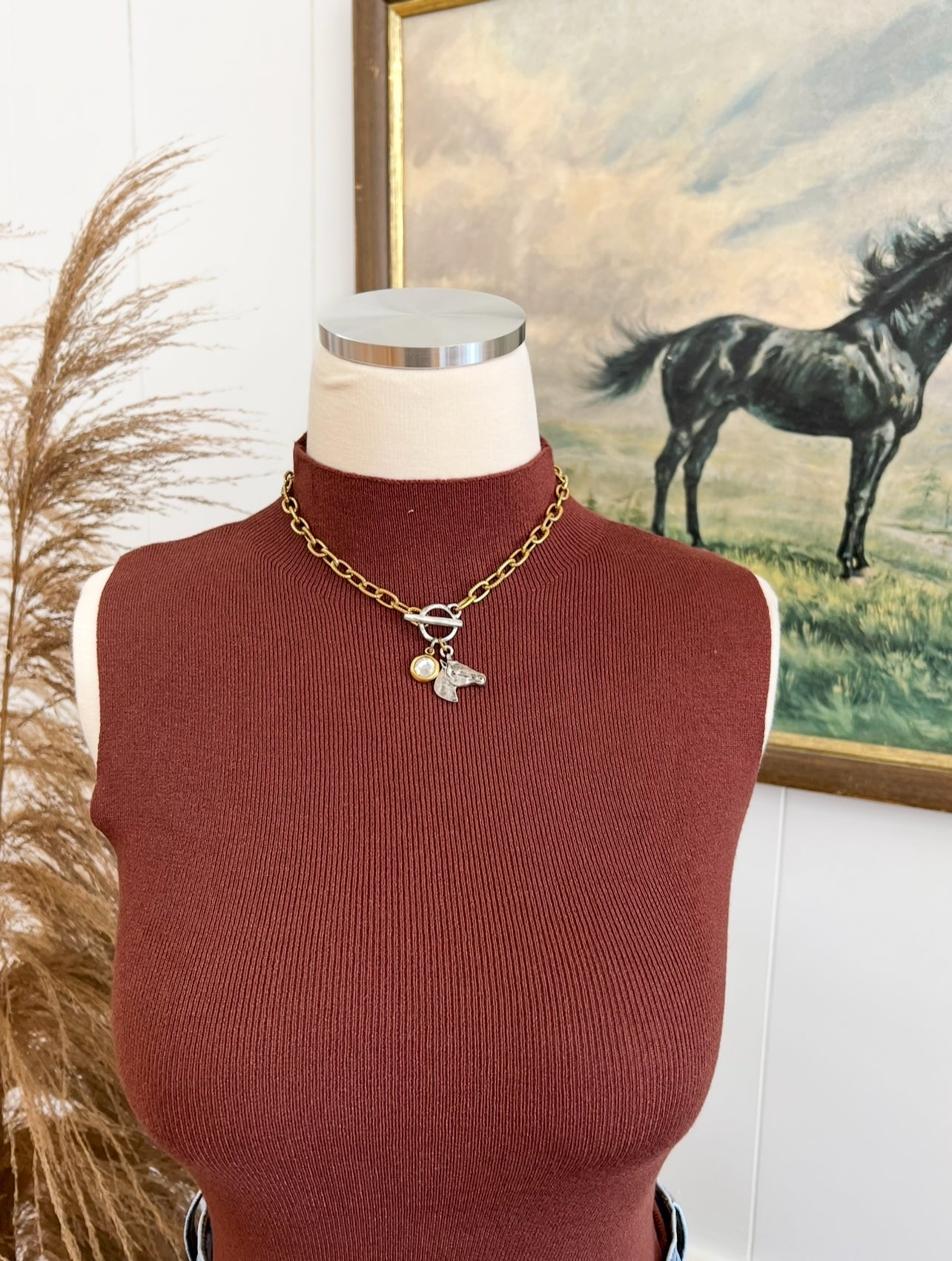 Horse Charm Gold Chain Necklace