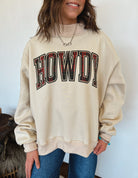Plaid HOWDY Mock Neck Sweatshirt (Cream)