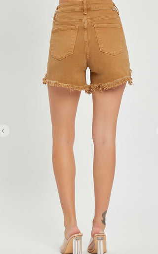 Side Step Mocha Denim Shorts