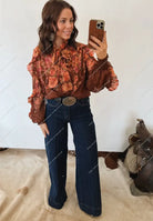 Azalea Blooms Ruffle Blouse