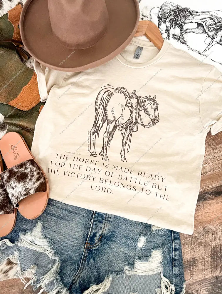 Battle Horse Tee or Sweatshirt (cream) (Adult)