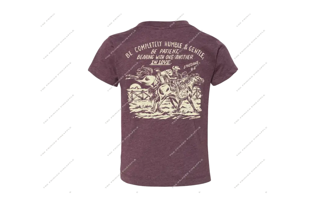 ’Be Humble & Gentle’ Kids Bronc Rider Tee- Ephesians 4:2(HeatherMaroon)