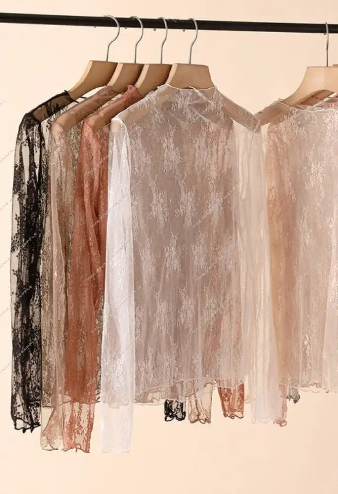 BF- All Over Floral Lace Sheer Tops