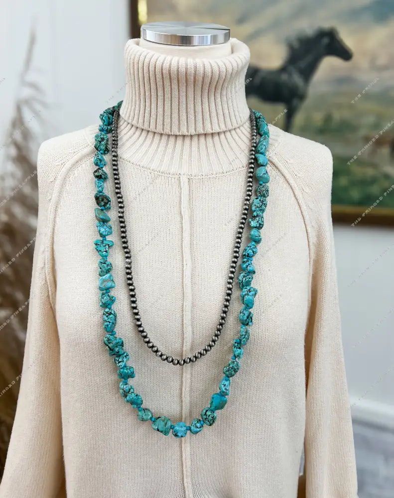 Big Mama Beaded Turquoise Necklace(2 Strand)