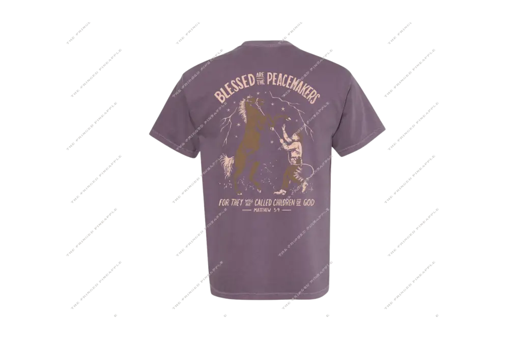 ’Blessed Are the Peacemakers’ Horse Rearing Tee- Matthew 5:9(Wine)