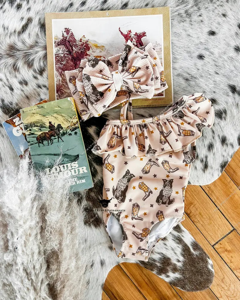 Border Collie Single Ruffle Swimsuit