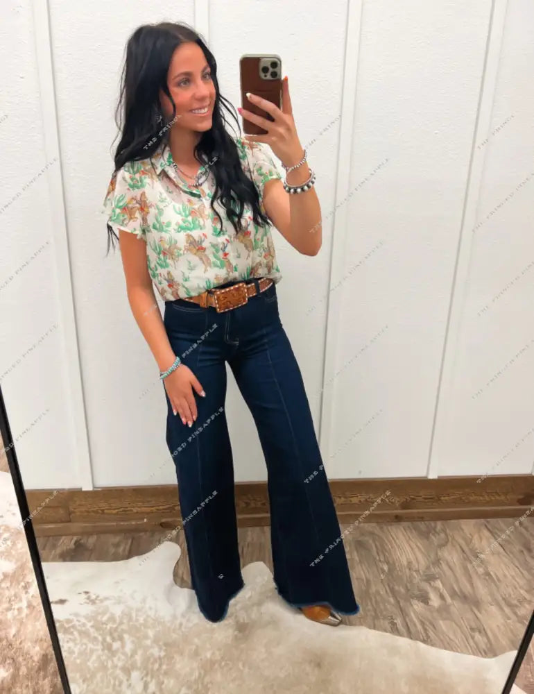 Cactus Cowgirl Sheer Top