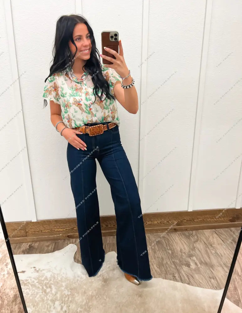 Cactus Cowgirl Sheer Top